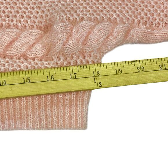 ASOS Crop Sweater Womens 6 Pink Chunky Cable Knit Crew Neck Oversize Winterwear - Picture 11 of 16
